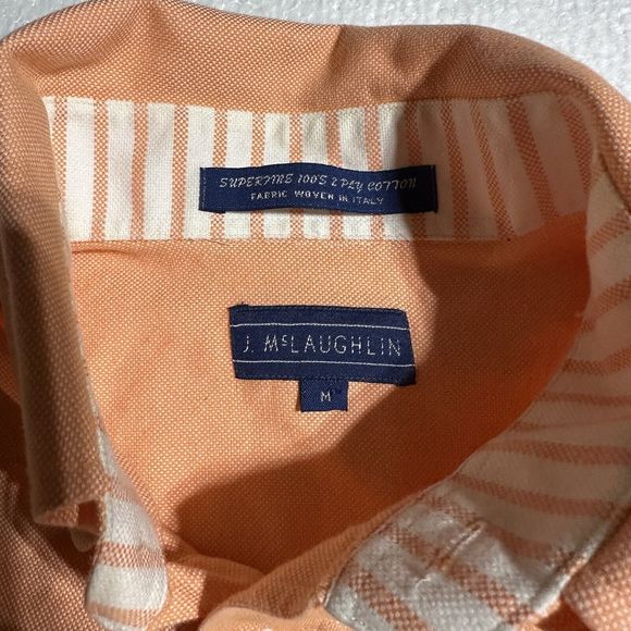 J McLaughlin Men's Peach Flip Cuff Button Down Shirt Size M 2Ply Cotton - Picture 3 of 8